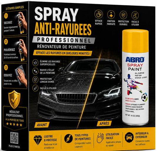 ABRO SPRAY PAINT™ CI – Rénovateur de Carrosserie et Efface-Rayures Haute Performance